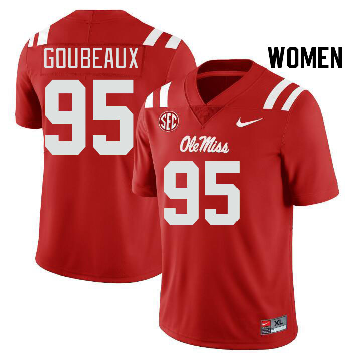 Women #95 Ben Goubeaux Ole Miss Rebels College Football Jerseys Stitched Sale-Red - Click Image to Close
